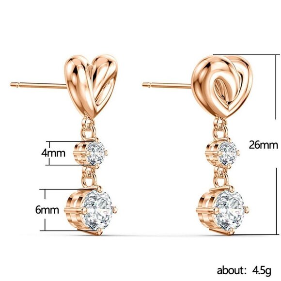 💥 Diamond CZ Hot Selling Romantic Heart Shaped Earrings for Women, HA4541 - Picture 4 of 5